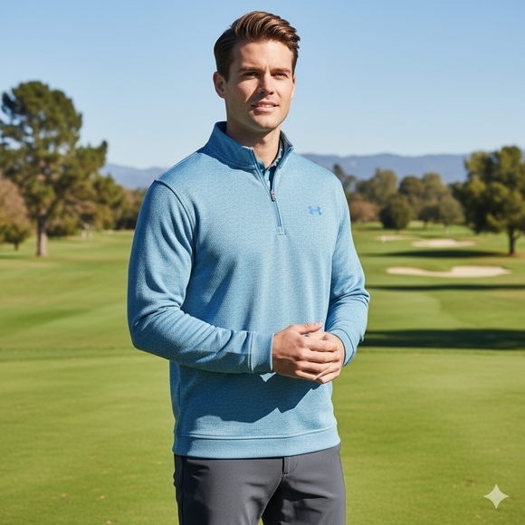 Under Armour Other - Under Armour Storm Sweater Fleece ColdGear 1/4 zip Pullover Blue Size XL Golf